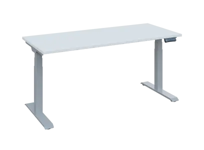 Fleximax 27-16 výškově nastavitelný stůl, kovová podnož stříbrná, deska 25 mm, široký 1600 mm, bílá